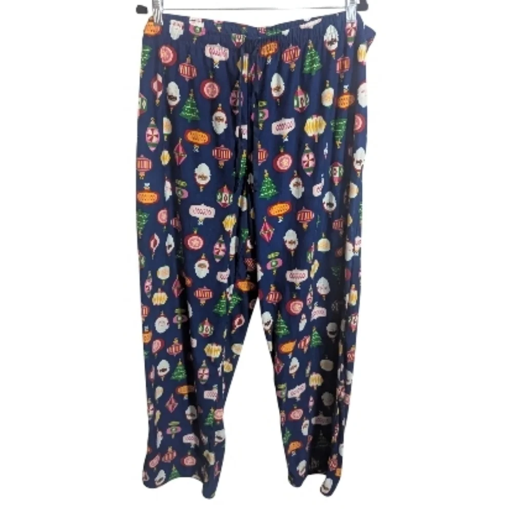 North Pole Trading Co. Women's Pajama Pants XXL Festive  Ornament Blue W-475 NEW